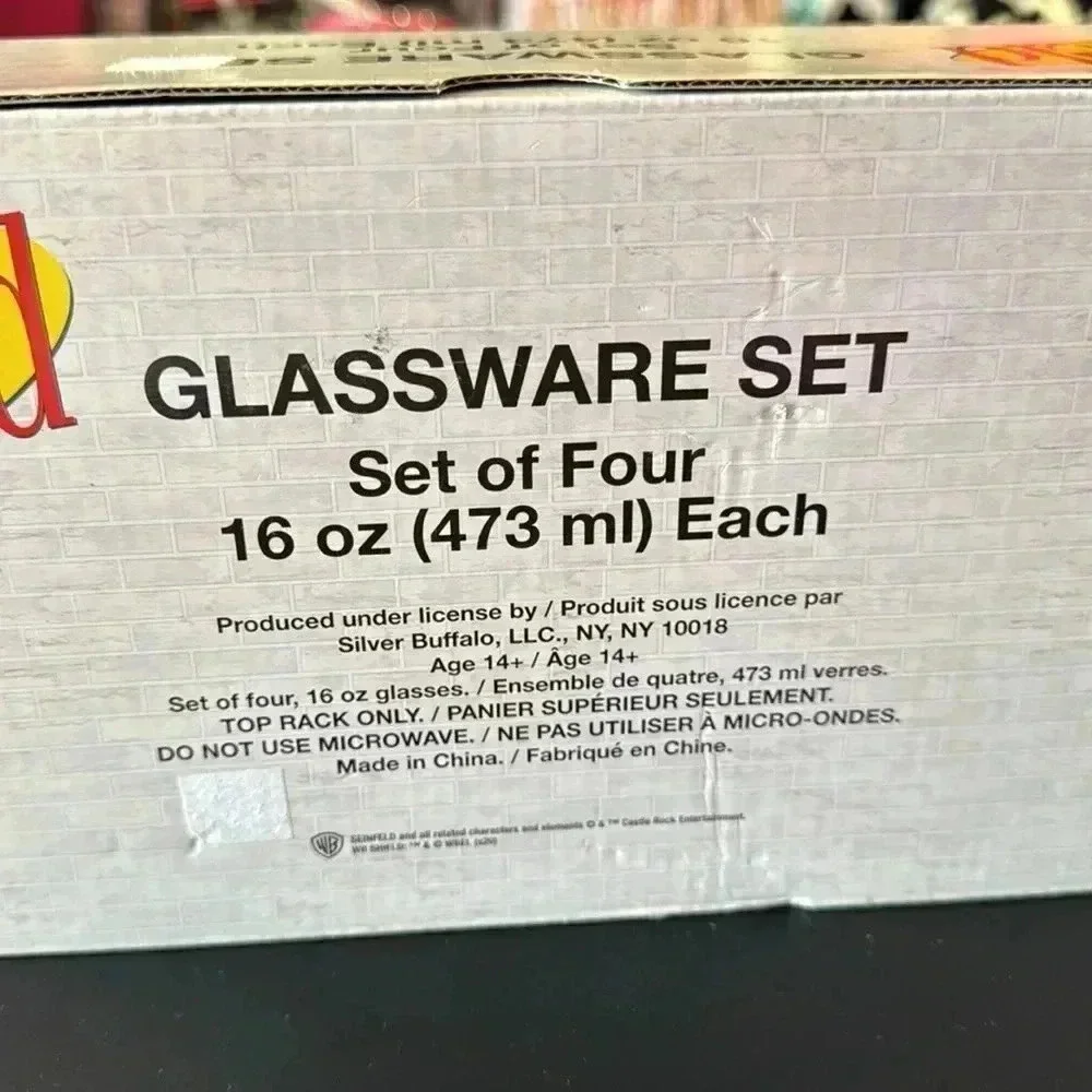 Seinfeld Glassware Set of 4, 16 ounce.  Festivus for the rest of us! Brand new!